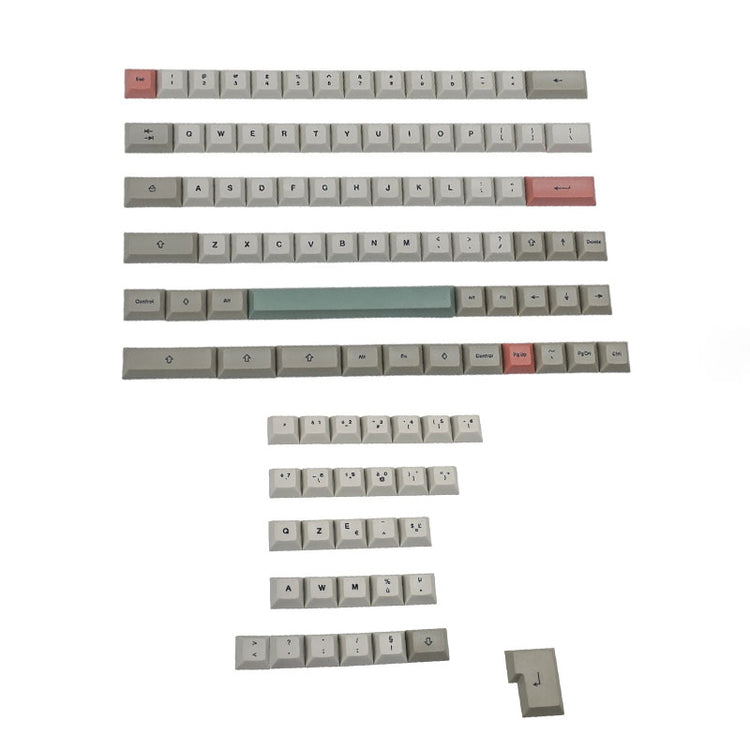 JSJT German keycaps, XDA profile, black and white, keycaps, 129 keys