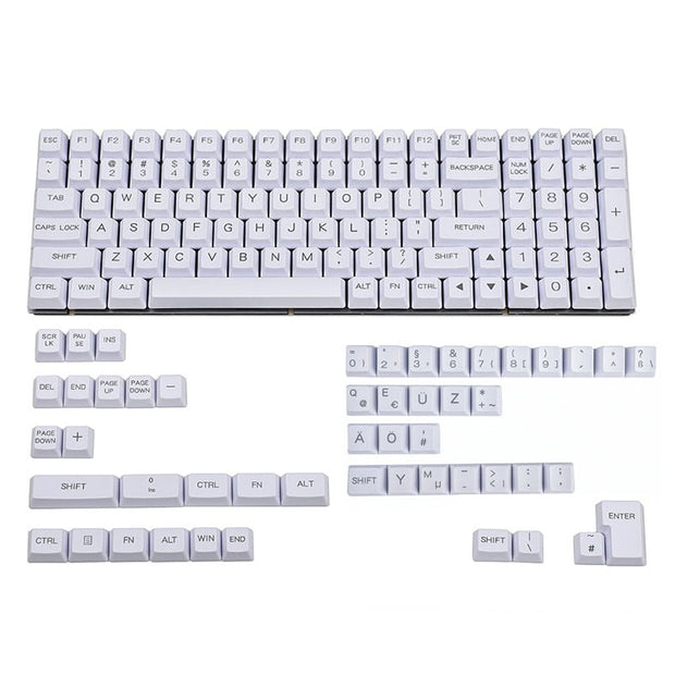 White Keycaps DE Layout | Keycaps Vibe